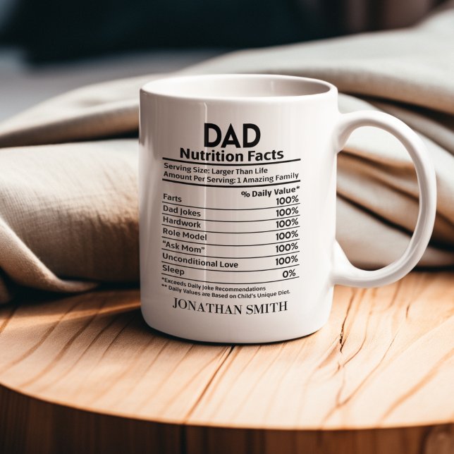 Taza De Café Nutritional Facts Dad, Funny Dad Mug (Subido por el creador)