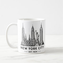 Taza De Café NYC Skyline Illustration with Statue of Liberty