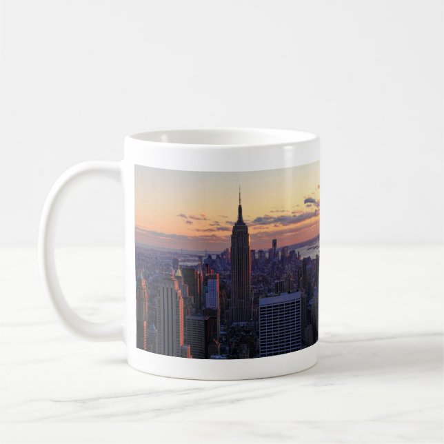 Taza De Café NYC Skyline justo antes del atardecer (Izquierda)