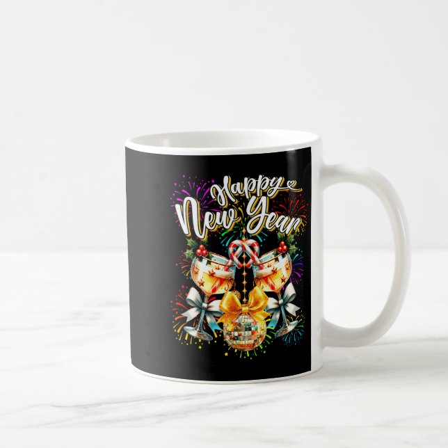 Taza De Café Nye Champagne Disco Coquette Bow New Year Firework (Derecha)
