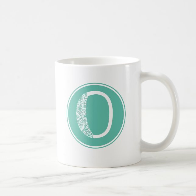 Taza De Café O Monograma Floral Inicial (Derecha)