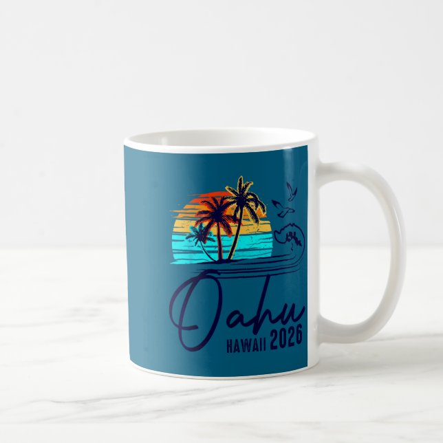 Taza De Café Oahu Hawaii 2026 Vacation Beach Matching Family Gr (Derecha)