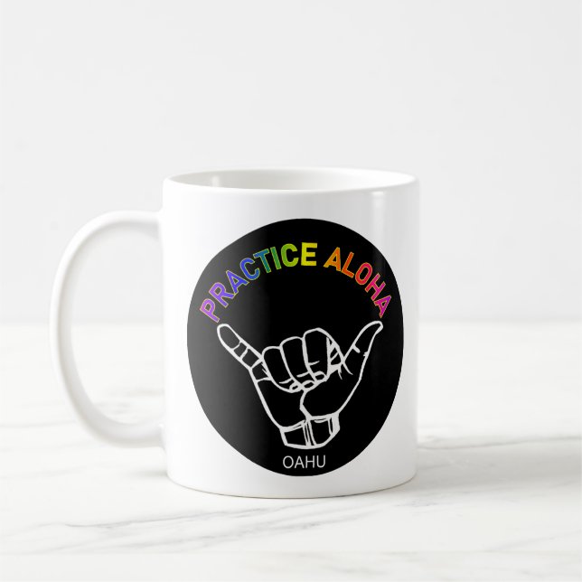 Taza De Café Oahu - Practica Aloha Shaka (ahorca) (Izquierda)