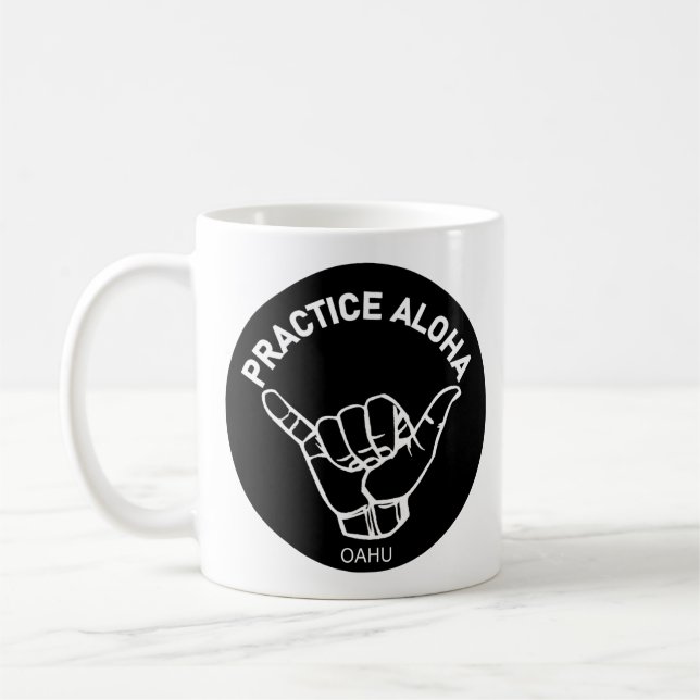 Taza De Café Oahu - Practica Aloha Shaka (ahorca) (Izquierda)