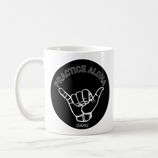 Taza De Café Oahu - Practica Aloha Shaka (ahorca) (Izquierda)