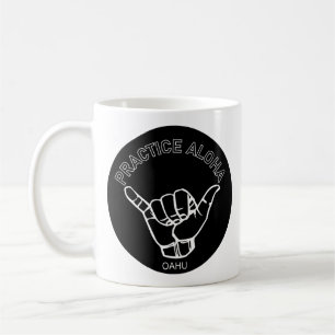Taza De Café Oahu - Practicar Aloha Shaka (ahorcar)