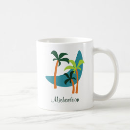 Taza De Café Oasis de Palm Moderno de Mediados del Siglo