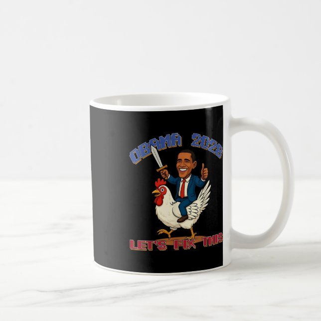 Taza De Café Obama jugador de pollo arreglemos este humor patri (Derecha)