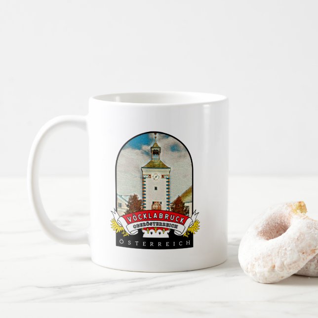Taza De Café Oberösterreich Vöcklabruck Österreich Souvenir  (Con donut)