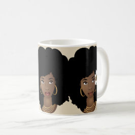 Taza De Café Objetivos de Escuadrón | Afro negro | Beige