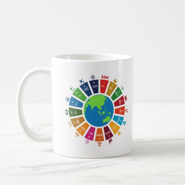 Taza De Café Objetivos de sostenibilidad global 2030 Salvar el  (Izquierda)