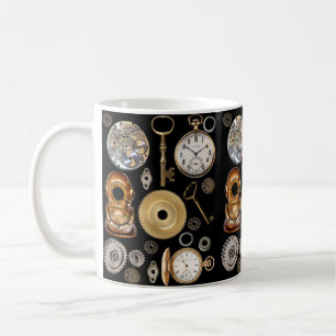 Taza De Café Objetos Steampunk Gears Pocket watch Skeleton Key
