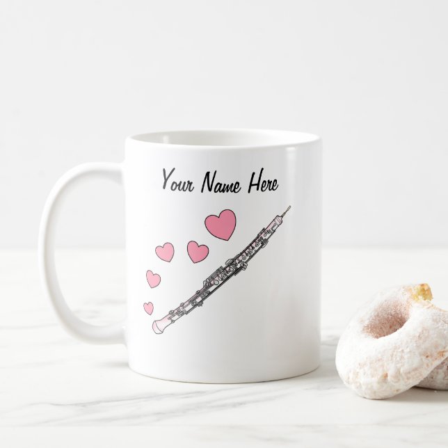 Taza De Café Oboe Custom Wedding Mug Oboist Musician (Con donut)