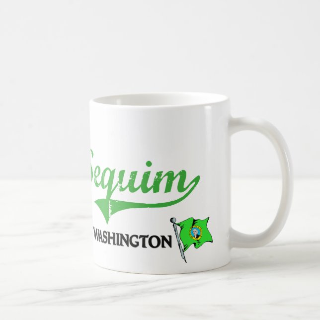 Taza De Café Obra clásica de la ciudad de Sequim Washington (Derecha)