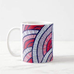 Taza De Café Obra de arte abstracta roja, blanca, negra y rosa