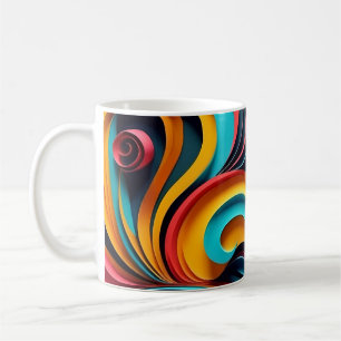Taza De Café Obra de arte de las olas coloridas de papel
