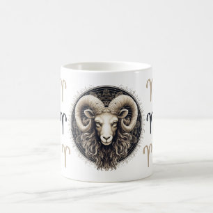 Taza De Café Obra de arte de los símbolos de los Aries en huelg