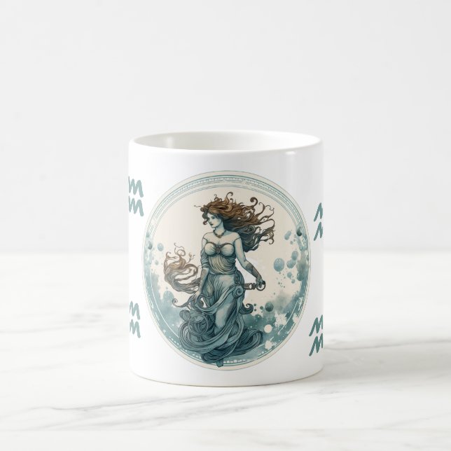 Taza De Café Obra de arte del símbolo acuario llamativo (Centro)