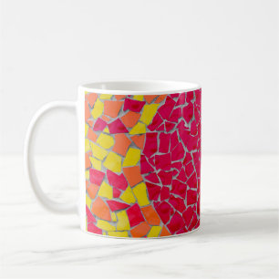 Taza De Café Obra de arte roja, naranja y amarilla