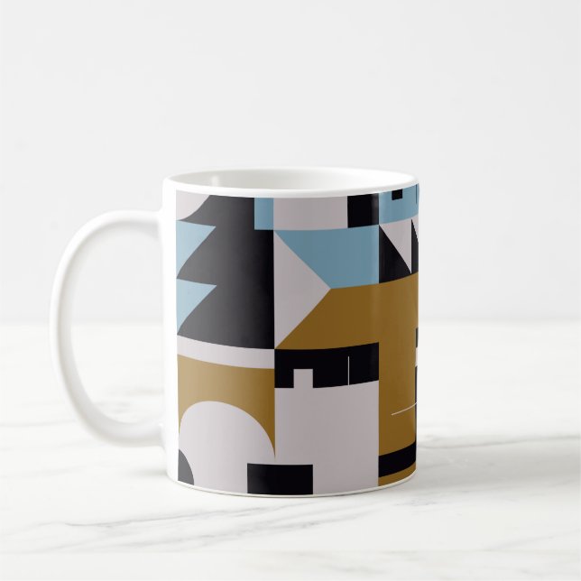Taza De Café Obra de composición en Bauhaus hecha con ele abstr (Izquierda)