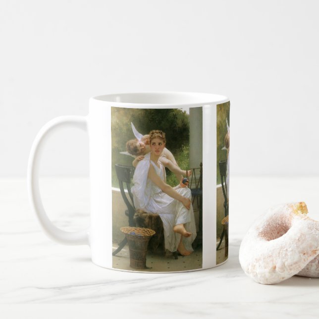 Taza De Café Obra interrumpida por Bouguereau, retrato Angel (Con donut)
