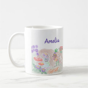 Taza De Café Obras de arte de niños personalizados, dos ratones