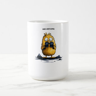 Taza De Café Observación de Aves Personaje de Dibujos Divertido