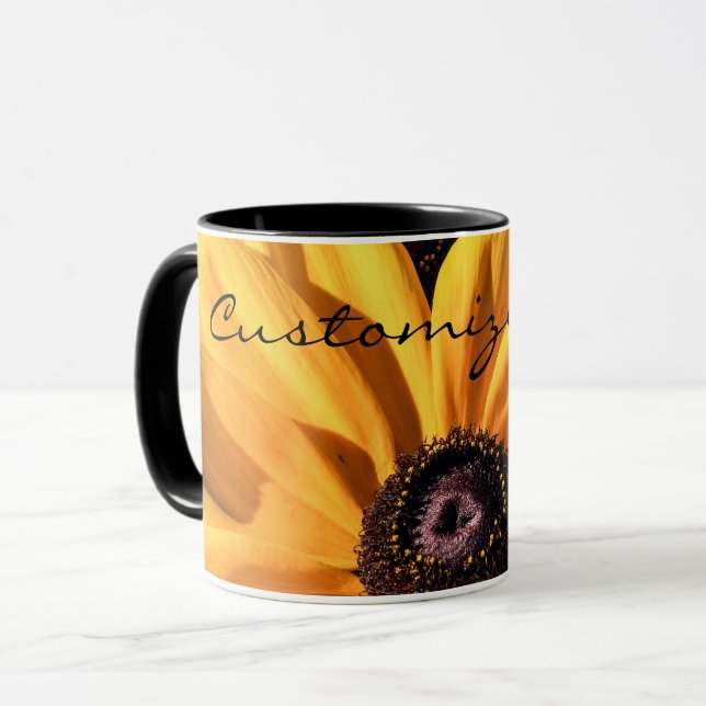 Taza de café observada negro personalizada de (Anverso izquierdo)
