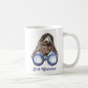 Taza De Café Observador de aves vigila el humor animal acuarela