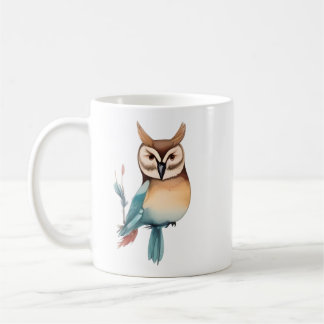Taza De Café Observador silencioso: Lechuza caprichosa en tonos