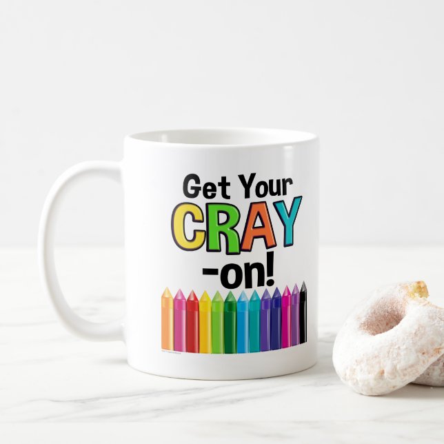 Taza De Café Obtén tu blog Cray On Rainbow Crazy Crayon Art Tea (Con donut)