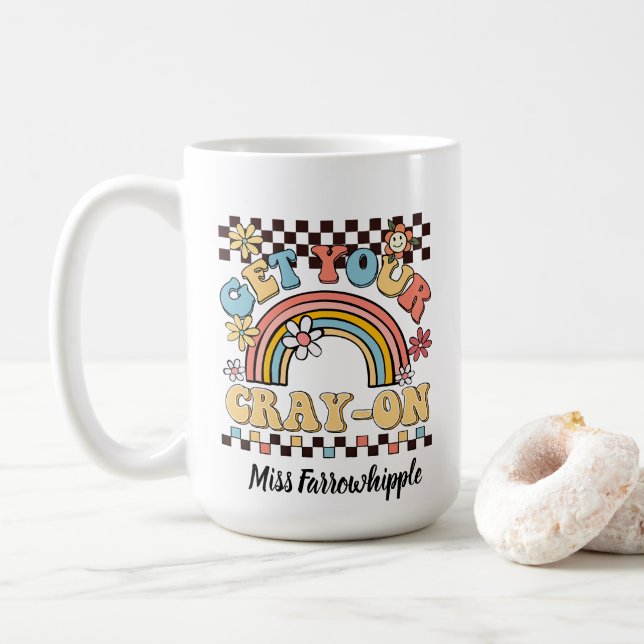 Taza De Café Obtén tu regalo de profesor de arcoíris groovly (Con donut)