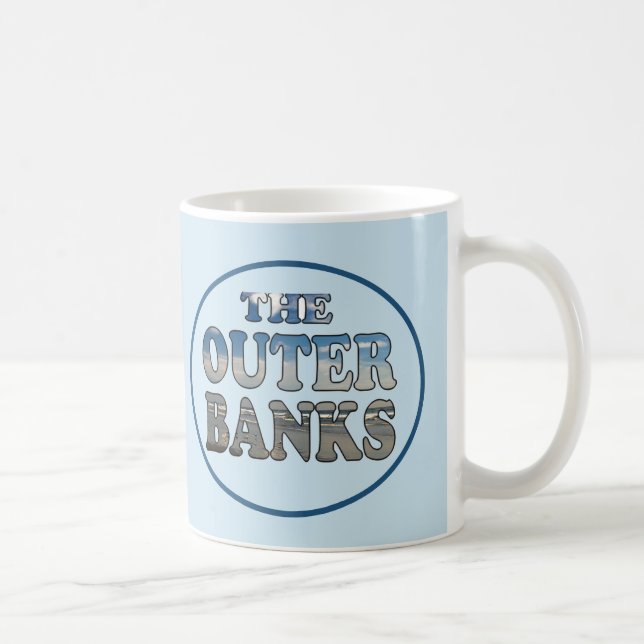 Taza De Café OBX Beach Text (Derecha)