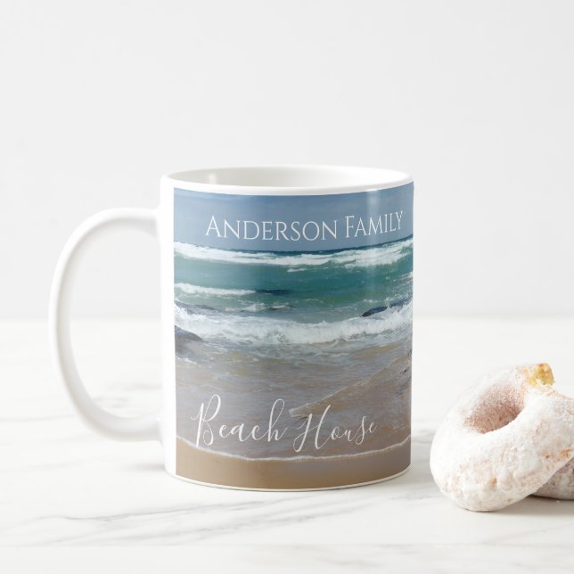 Taza De Café Ocean Beach House personalizado (Con donut)