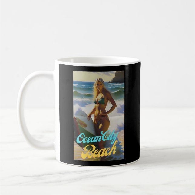 Taza De Café Ocean City Beach Maryland Parasdise Hermoso (Izquierda)