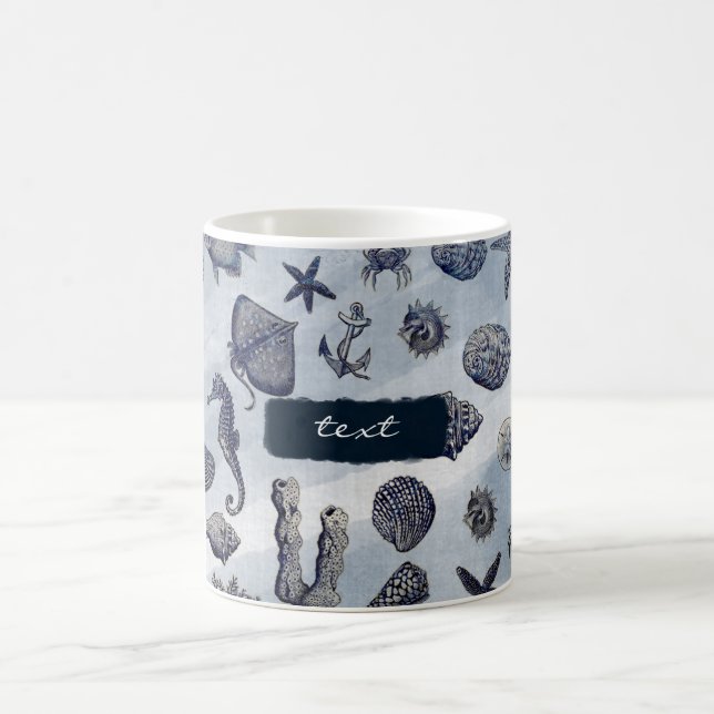Taza De Café Ocean Sea Life Nautical Seashells Beach Coffee Mug (Centro)