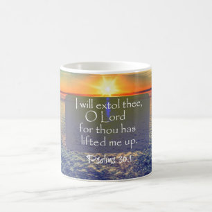 Taza De Café Ocean Sunrise con la Biblia de los Salmos Verse