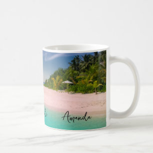 Taza De Café Océano Acuamarino Playa Tropical Escénica