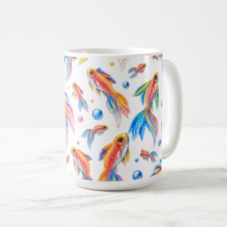 Taza De Café Océano de Color – Dorado de Acuarela Vibrante Sin