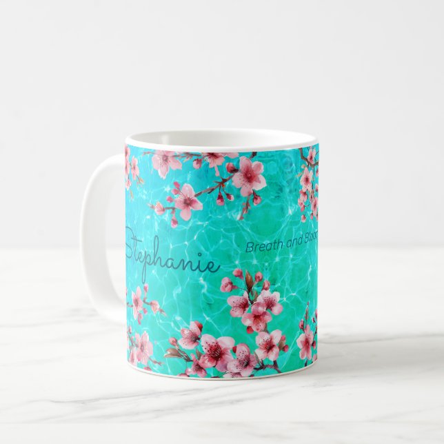 Taza De Café Océano tropical con flores de cerezo (Anverso izquierdo)