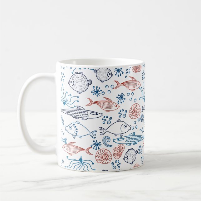 Taza De Café Océano tropical Fun Fish Subacuático (Izquierda)