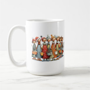 Taza De Café Ocho criadas ordeñando caprichosas Navidad 15oz
