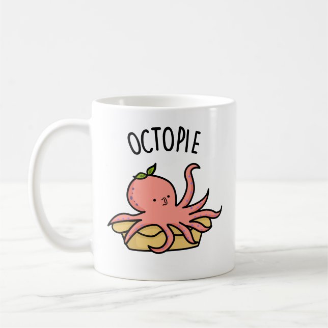 Taza De Café Octo pie gracioso Octopus Pie Pun (Izquierda)