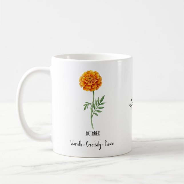 Taza De Café October Birth Flower Mug – Marigold (Izquierda)