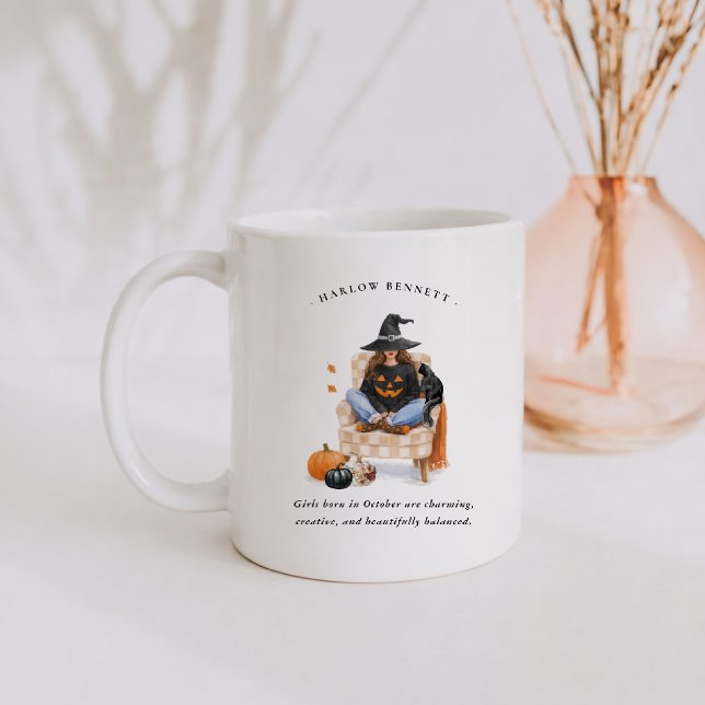 Taza De Café October Birth Month Girl | Monogram  (Subido por el creador)