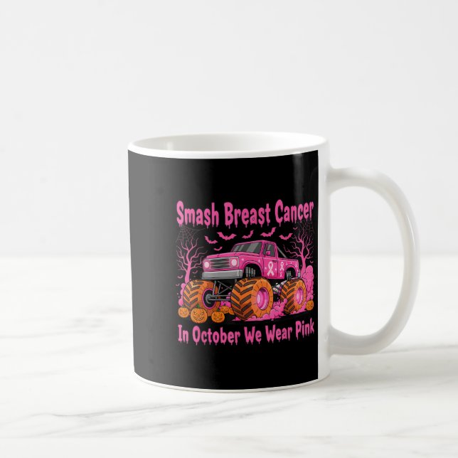 Taza De Café October We Wear Nk Monster Truck Halloween Breast  (Derecha)