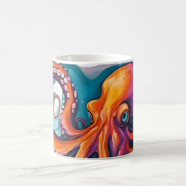 Taza De Café Octopus abstracto de arte fluido (Centro)
