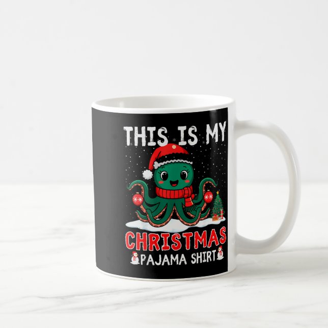 Taza De Café Octopus Christmas Pajama Xmas Santa Hat Octopus Lo (Derecha)