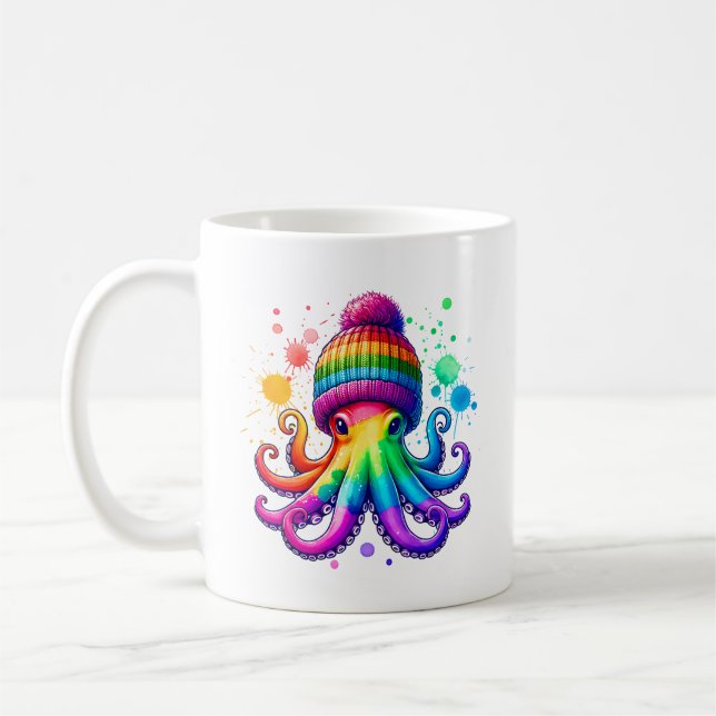 Taza De Café Octopus Con Un Béenie (Izquierda)
