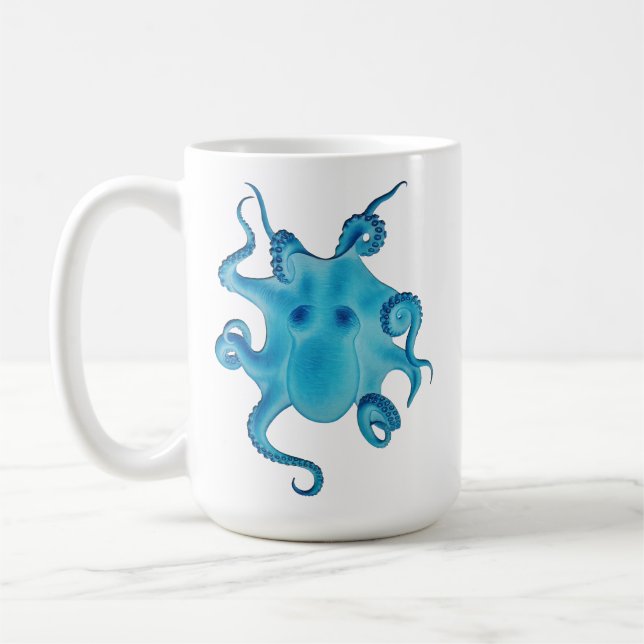 Taza De Café Octopus Electric Ocean Blue Kraken Majestic Sea  (Izquierda)
